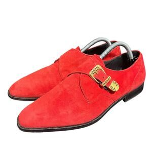 Emilio Franco Style Mens Red Suede Monk Strap Dress Shoes Italy Size 10